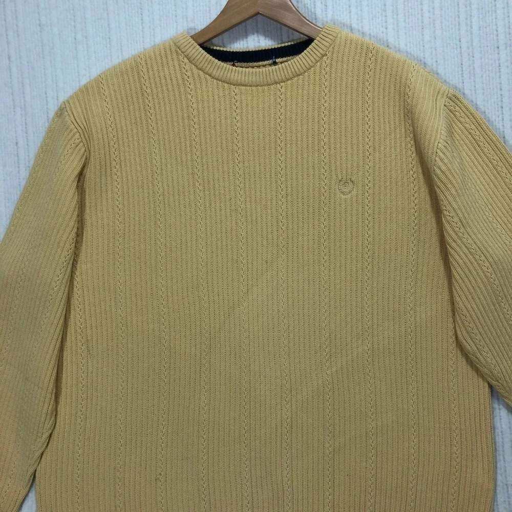 Chaps Knit Sweater Ribbed Crew Neck Pullover Classic Fit Yellow Size‎ (See Pics)